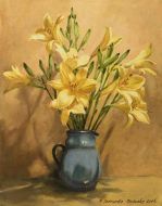lilijki, lilies,olej, oil, 33x27